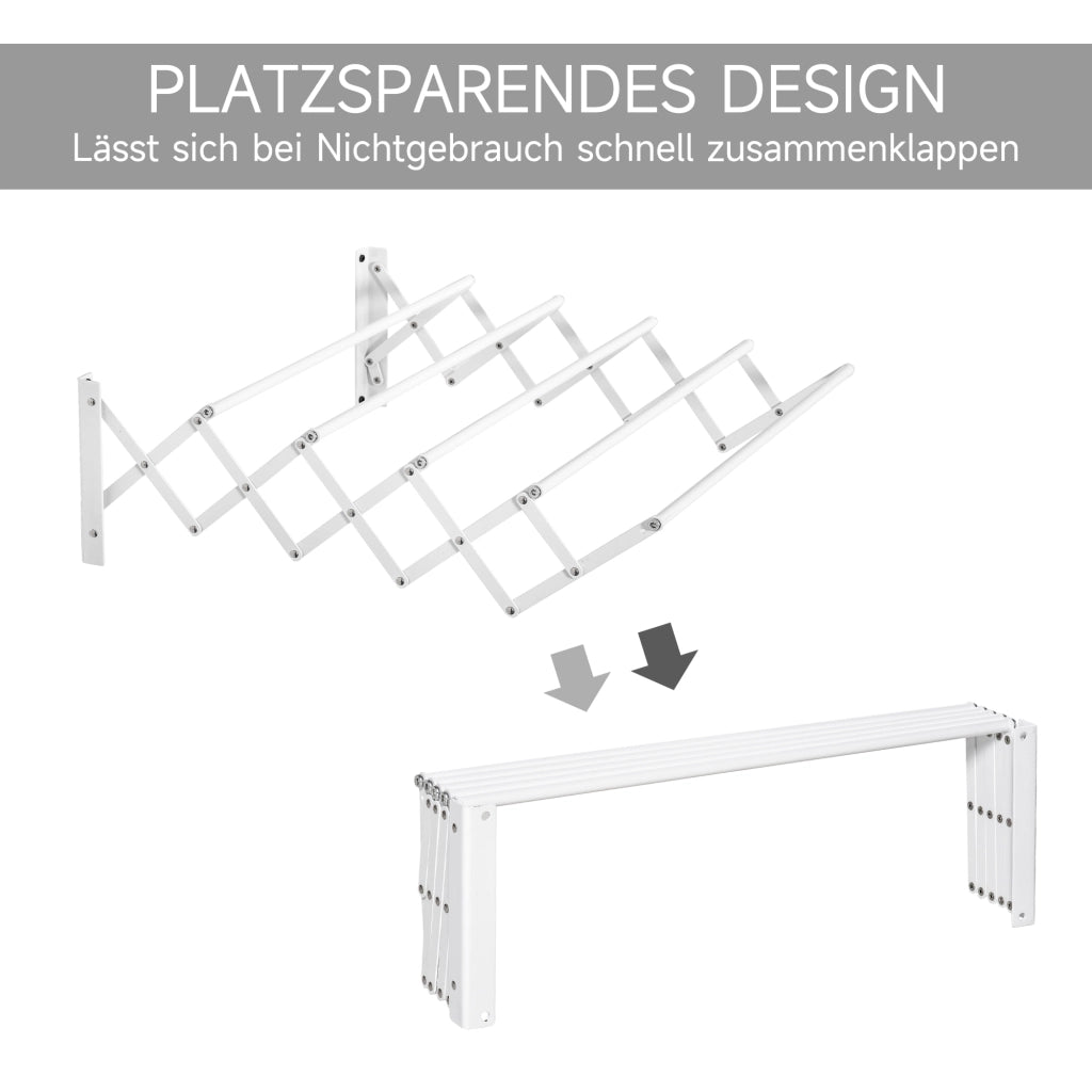 Stendino da parete 57,5 cm salvaspazio per interni ed esterni in metallo bianco, 63,5 x 60 x 20 cm