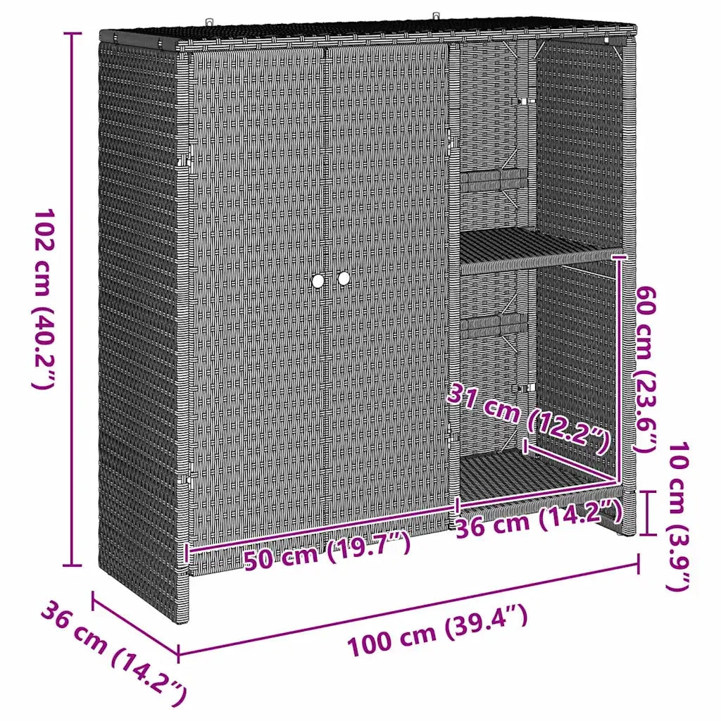 Armadio con lo scaffale Grigio chiaro 100 x 36 x 102 cm Rattan CFW3014074