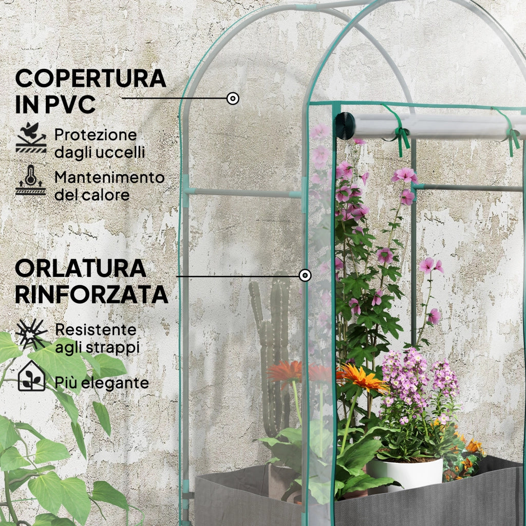 Serra a Parete per Piante con Sacco e Porta Avvolgibile, Struttura in Acciaio e Plastica PE Trasparente, per Giardino e Balcone, 89x50x152 cm