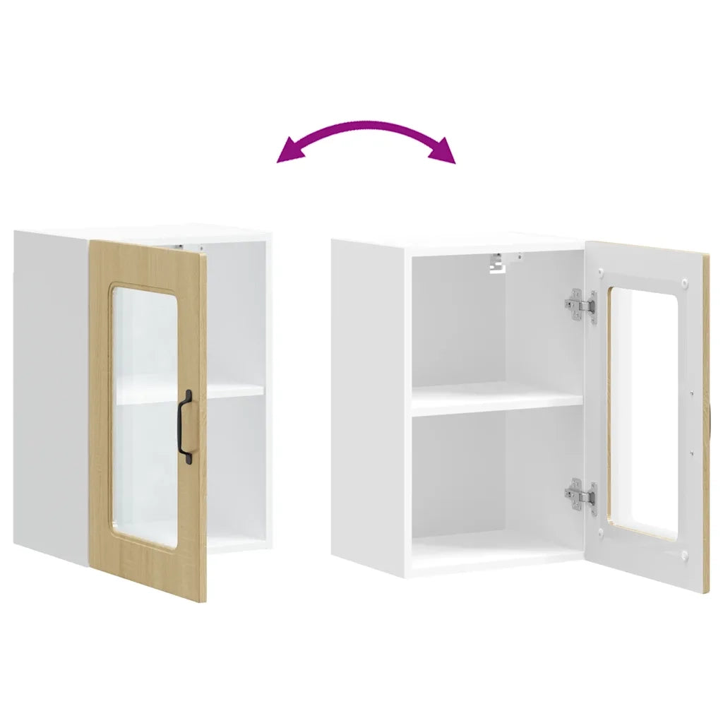Pensile da Cucina con Porta in Vetro-Mobile Cucina da Parete Kalmar Rovere Sonoma 346272