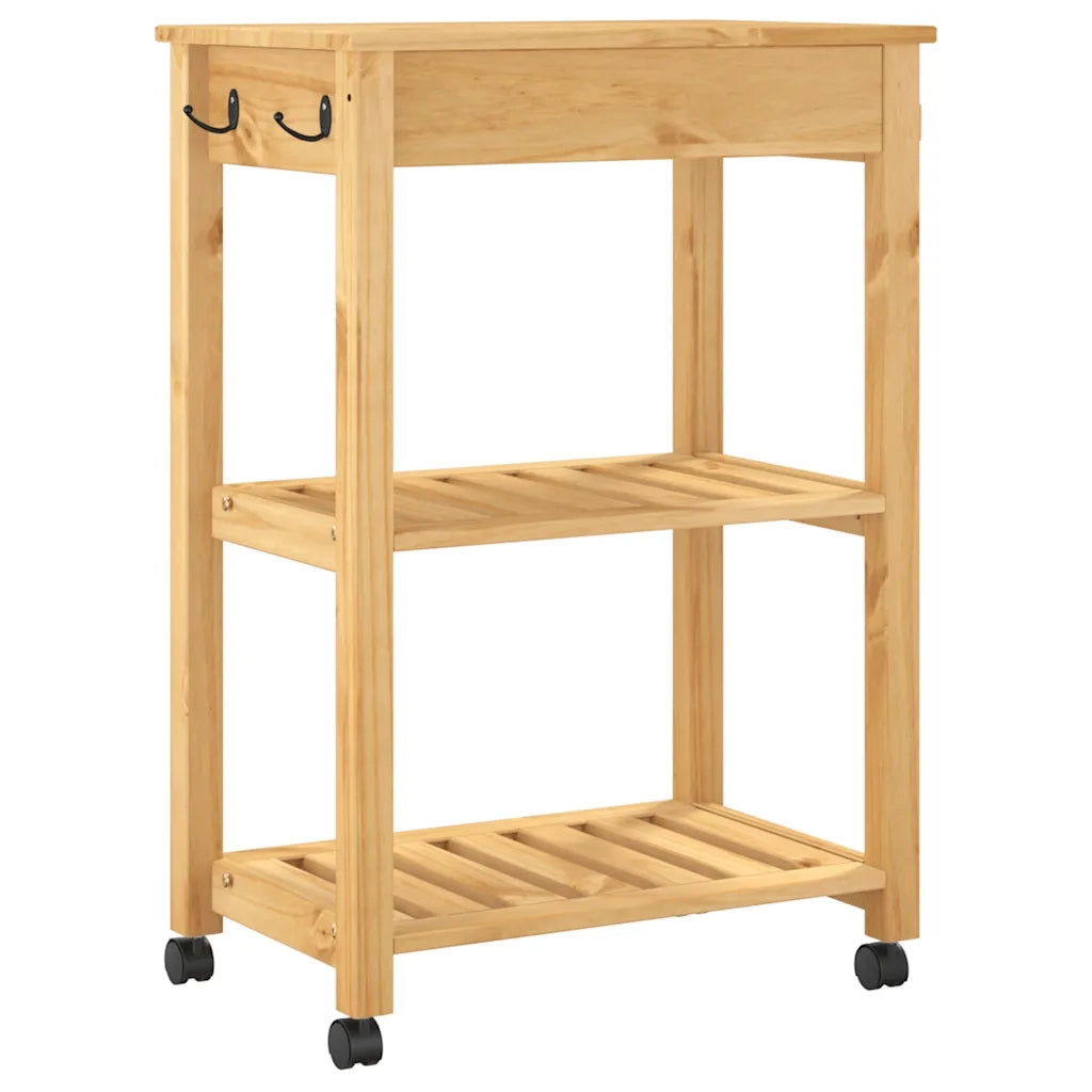 Carrello da Cucina MONZA 60x40x88,5cm in Legno Massello di Pino 376091