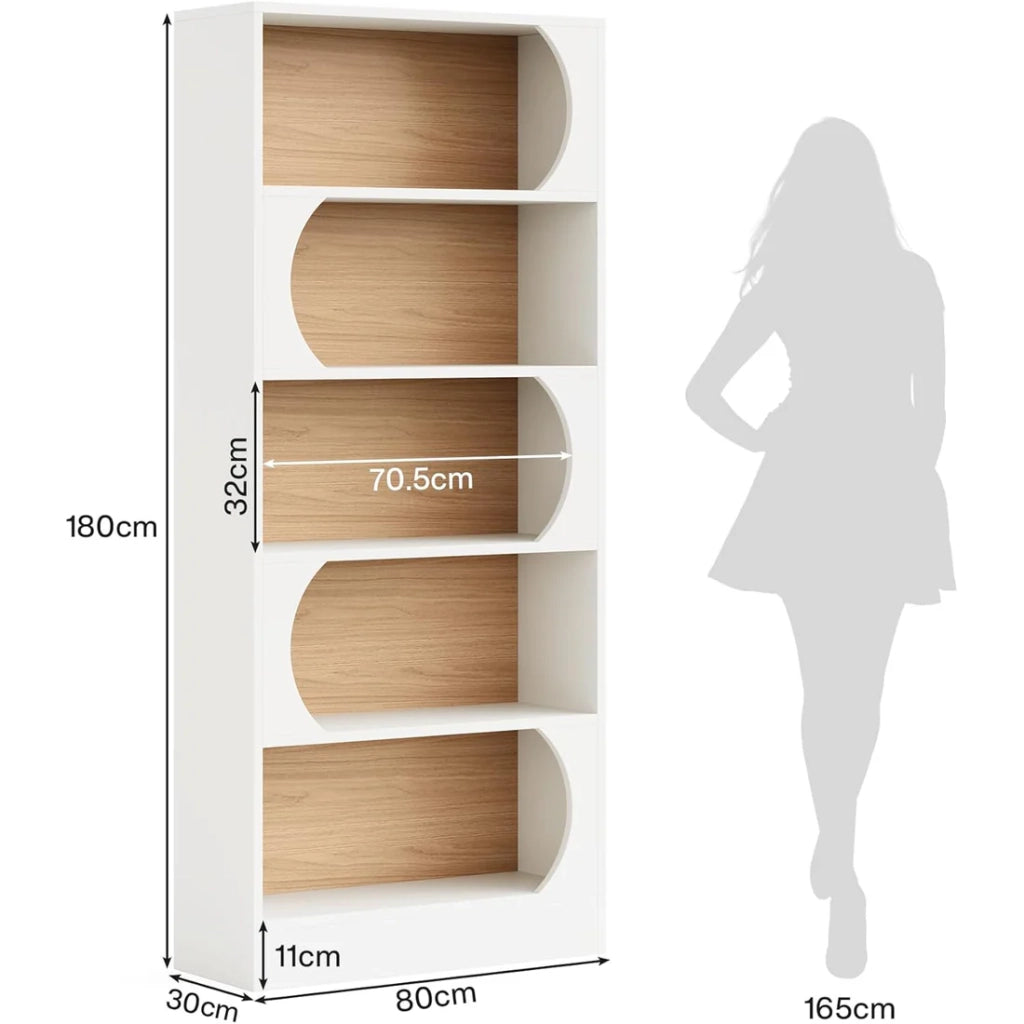 LIBRERIA a 5 ripiani in MDF bianco, freestanding