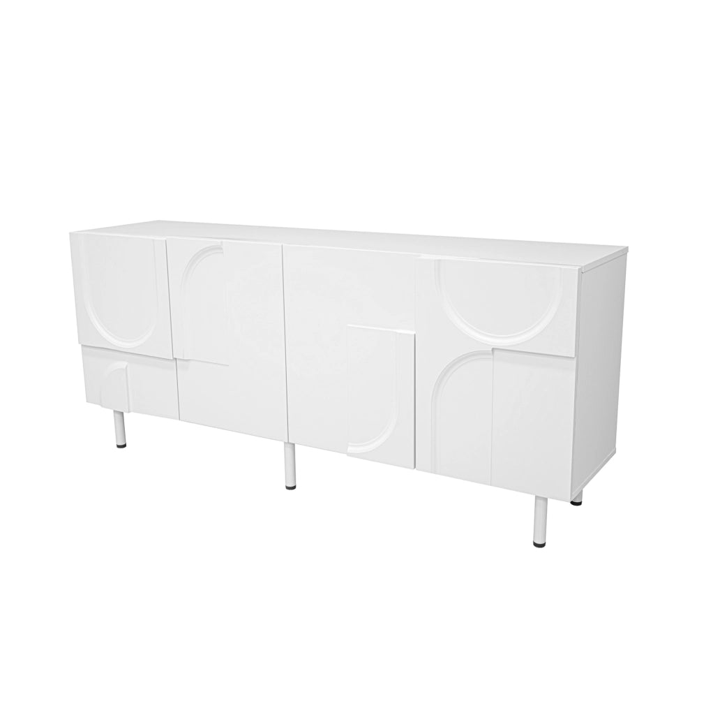 Credenza da sala da pranzo 160x38,5x70 cm in MDF e truciolare bianca