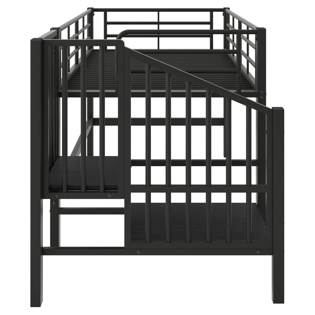 Letto a soppalco per bambini 90x200 cm in metallo nero con scala contenitore