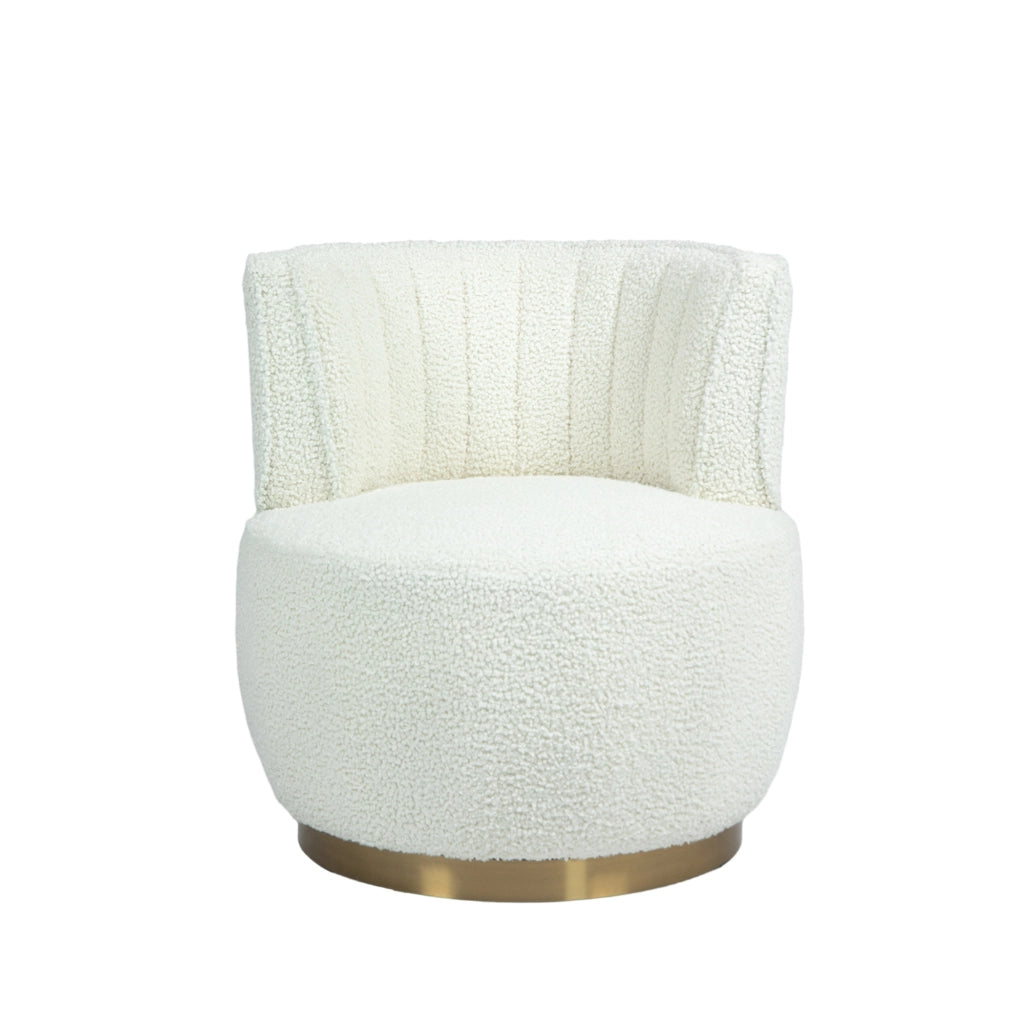 Poltrona Girevole 360¡ã in Velluto ¨C MINIMAL ¨C Bianco, Design Moderno per Soggiorno e Camera