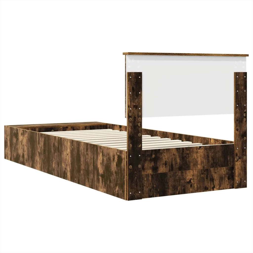 Letto singolo | Letto per adulti | Struttura del letto Rovere fum¨¦ 75 x 190 cm Legno multistrato