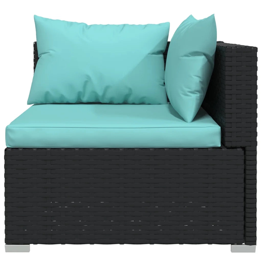 Divano a 2 Posti con Cuscini-Sofa 2 Posti con Cuscini in Polyrattan Nero