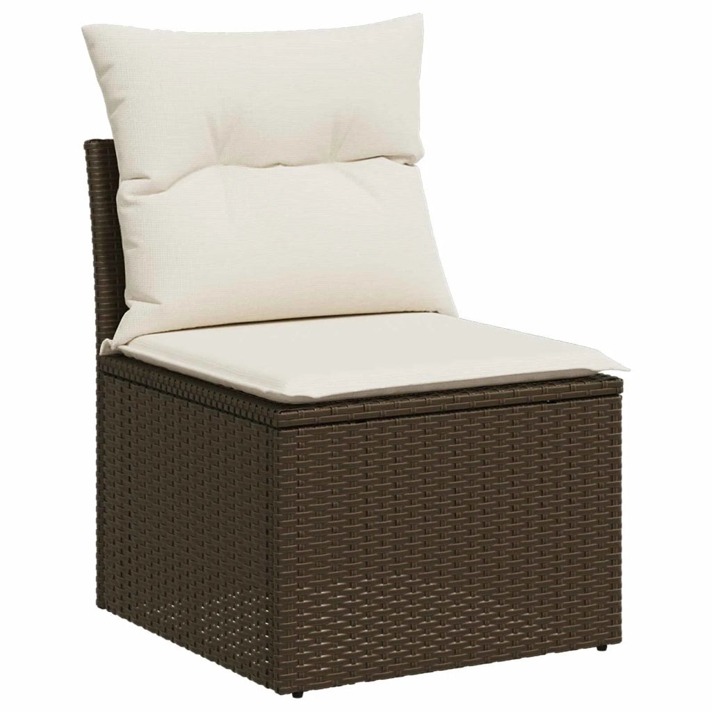 Set di divani 5 pz Marrone e Bianco Crema 3447834