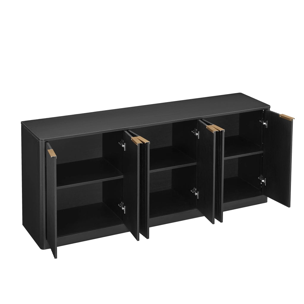Credenza 170x40x70;5 cm con 6 ante; mobile TV e contenitore multifunzione in MDF nero