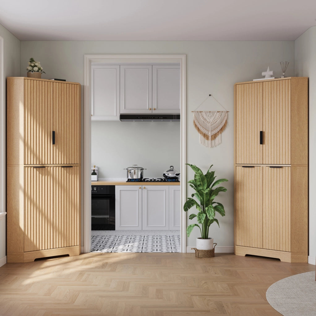 Mobile angolare con 4 ante e ripiani regolabili in MDF, 60 × 60 × 172 cm