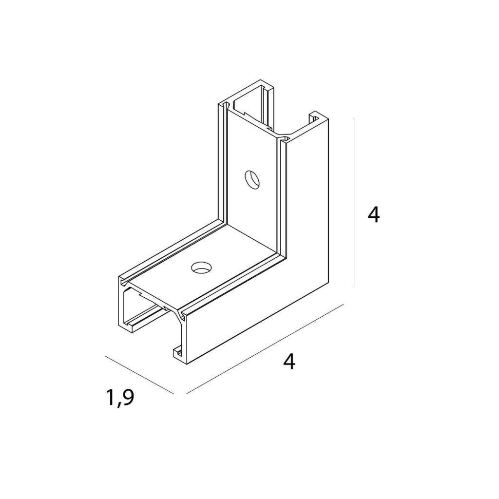Staffa angolare nera per binari NT0006/7 Micro11 Maxlight