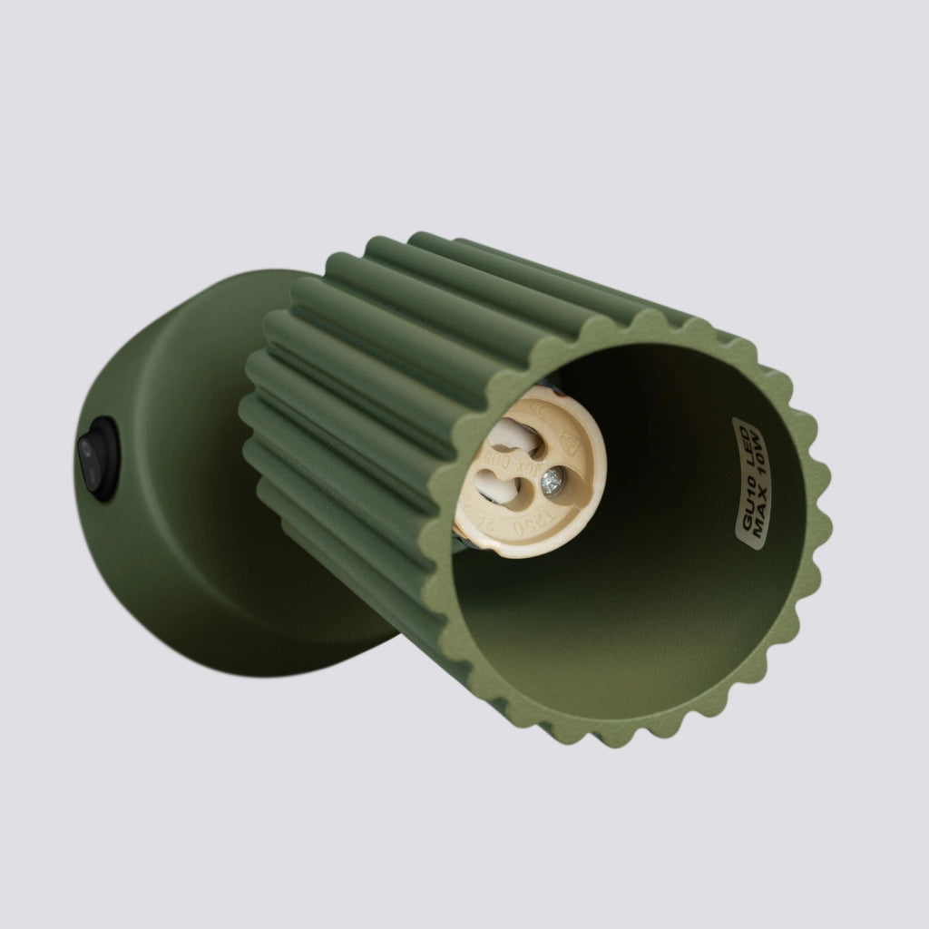 Lampada da parete KARBON verde oliva con interruttore