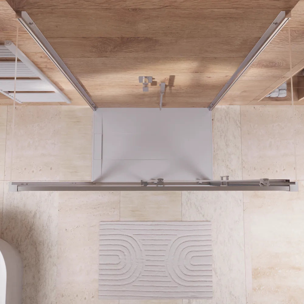 Box doccia 3 lati cromato 70x140x70cm vetro 6mm trasparente con porta scorrevole e doppia parete fissa h170cm | Sicily