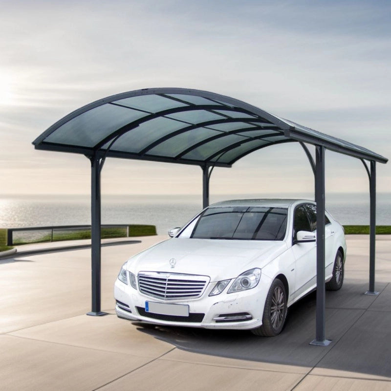Tettoia per auto da giardino in alluminio 485x301 cm – copertura auto carport con tetto policarbonato 6 mm – grigio antracite – CAR3048ALRPT Foresta