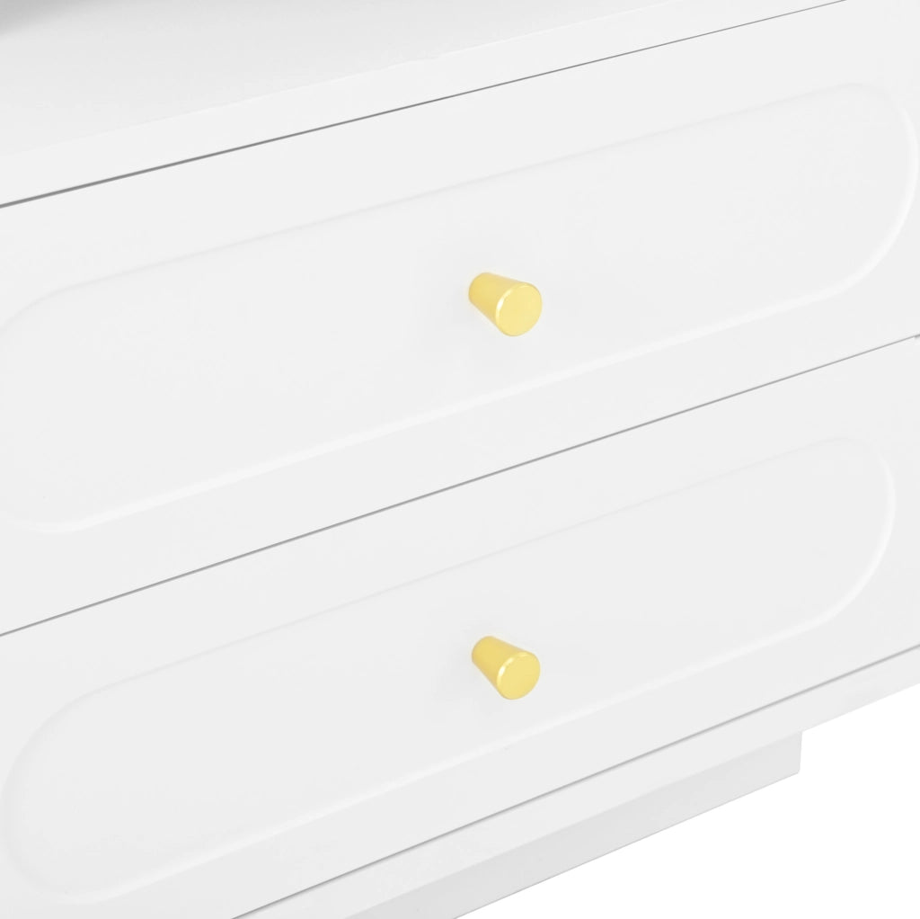 Comodino con 2 cassetti e illuminazione LED, 50x40x60 cm, bianco