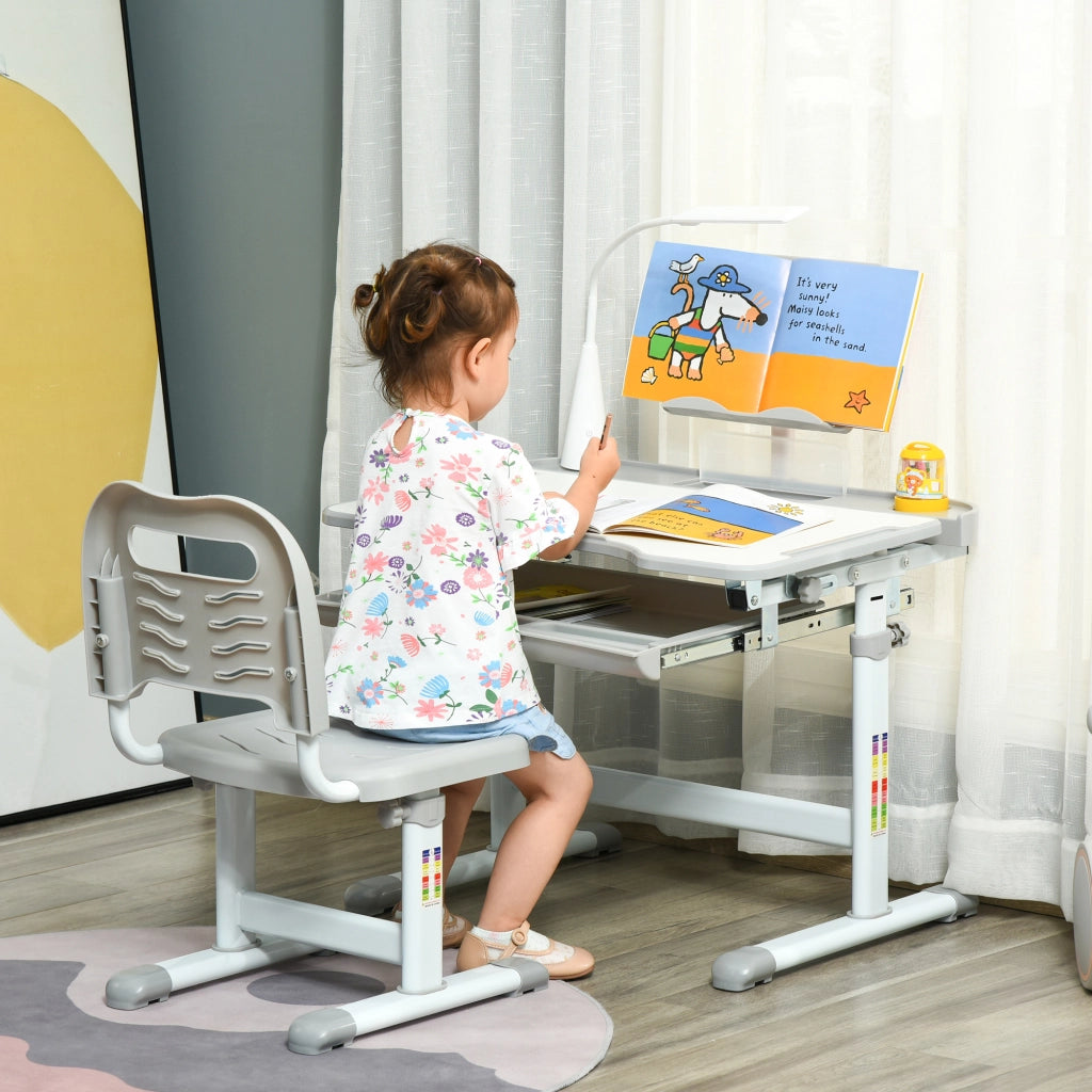 Scrivania Regolabile per Bambini con Sedia ¨C Minimal ¨C Grigio