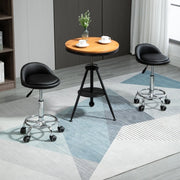 Sedia da Ufficio con Ruote Set da 2 con Schienale, Altezza Regolabile e Poggiapiedi, in Ecopelle, Nero, 38 × 38 × 57-72 cm