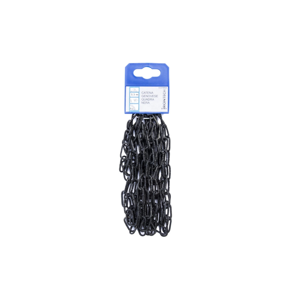 Catena genovese pretagliata maglia quadra Ã˜ 2 mm. in acciaio nero 2,5 mt.