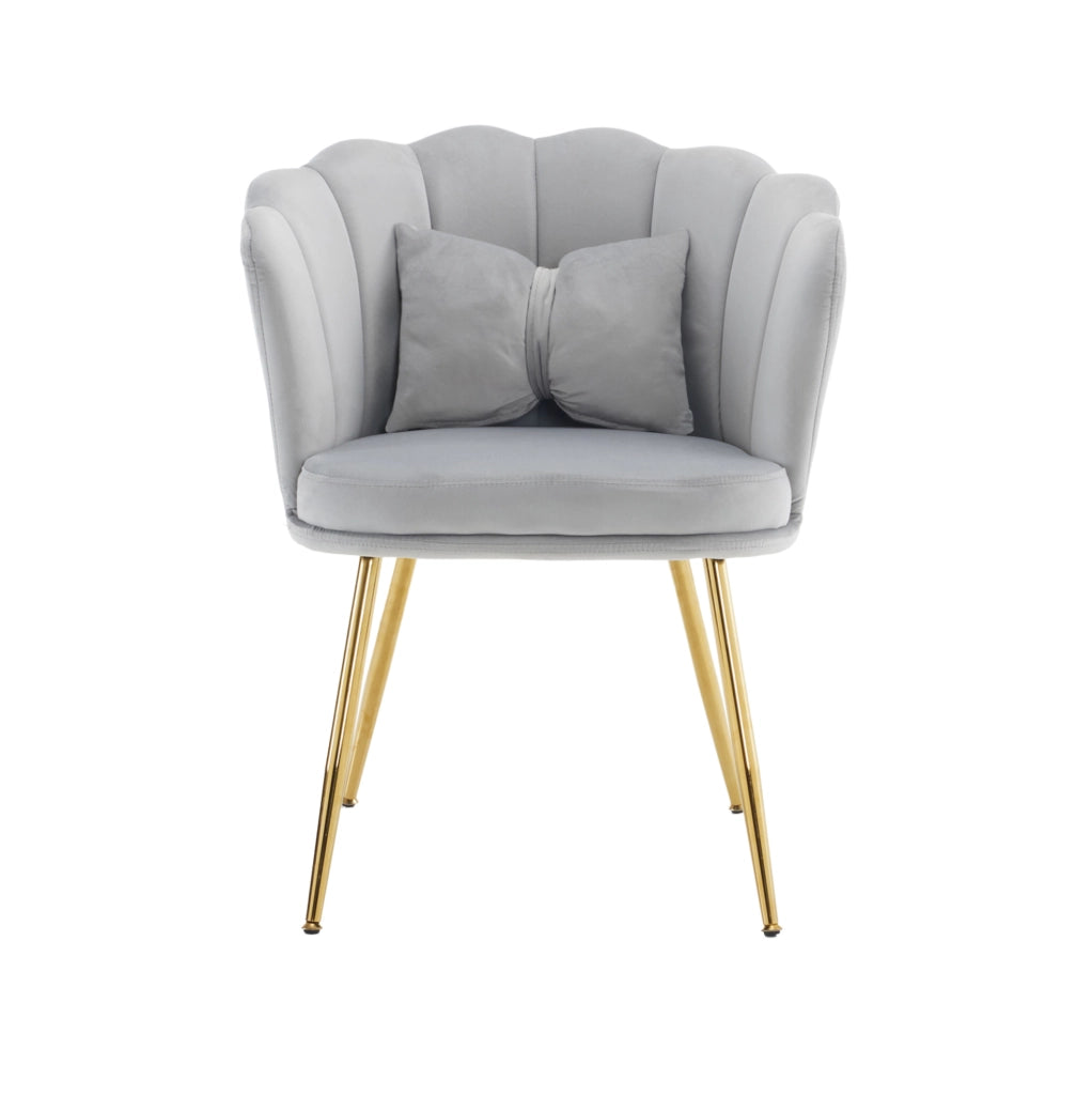 Set di 4 Sedie Moderne in Velluto con Schienale a Petalo e Gambe Dorate in Metallo