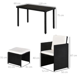 Set da Giardino 11 Pezzi in Polyrattan con Cuscini ¨C MINIMAL ¨C Nero