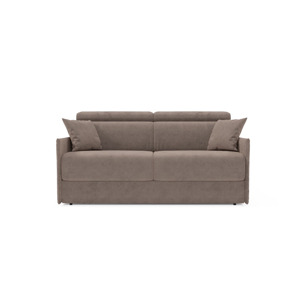 Miryam Divano letto con poggiatesta reclinabili e comfort maxi - design compatto in morbido tessuto smacchiabile T31 189 cm marrone