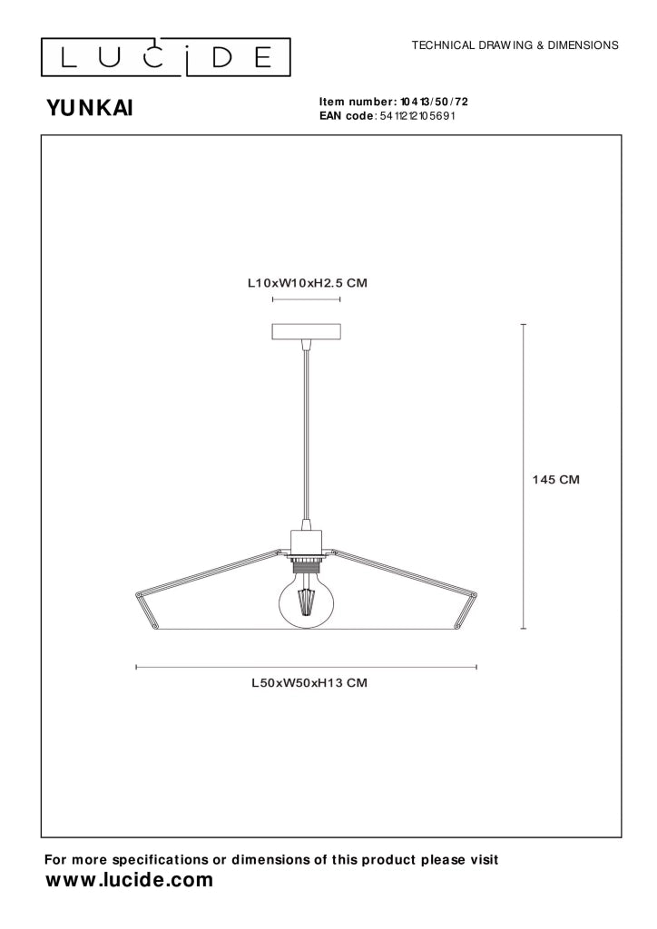 Lampada a sospensione boho carta Ø50 Yunkai E27 Lucide