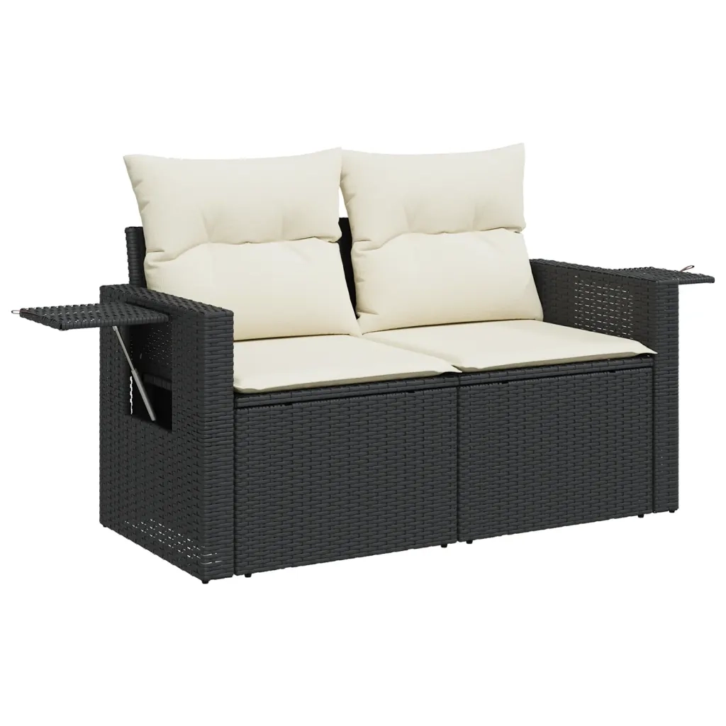 Set Divani da Giardino 11 pz con Cuscini in Polyrattan Nero 3224733