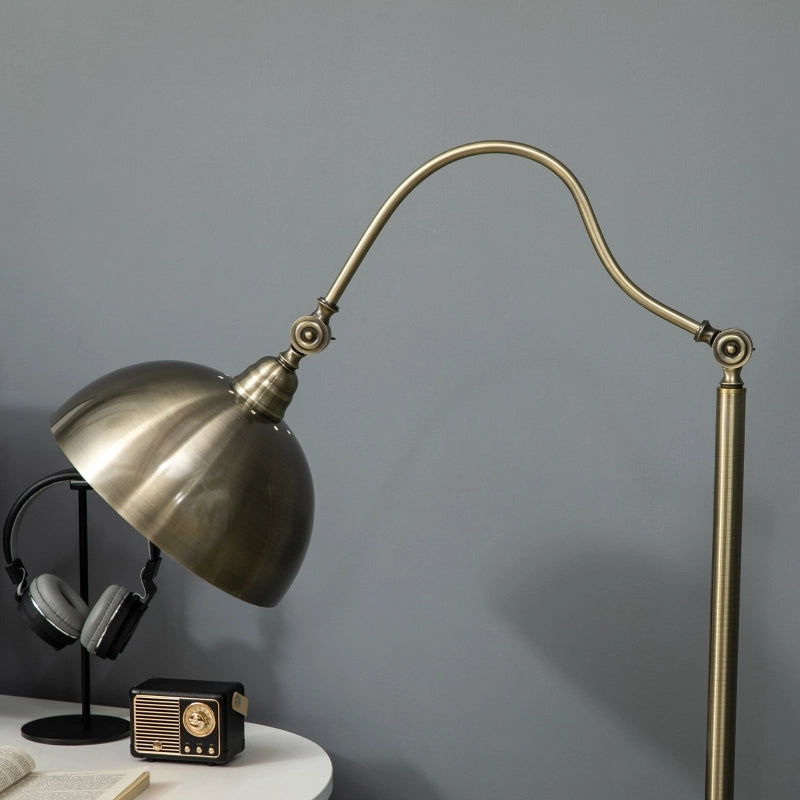 Lampada da terra ad arco retrò con paralume regolabile, finitura ottone, attacco E27 per soggiorno e camera da letto