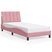 Letto singolo | Letto per adulti | Giroletto senza Materasso Hanko Rosa 80x200 cm in Velluto