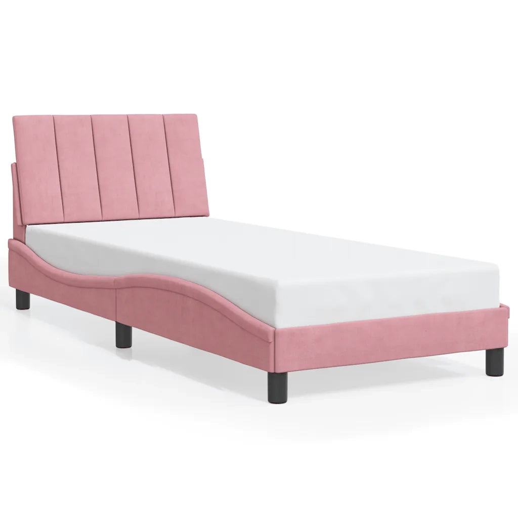 Letto singolo | Letto per adulti | Giroletto senza Materasso Hanko Rosa 80x200 cm in Velluto