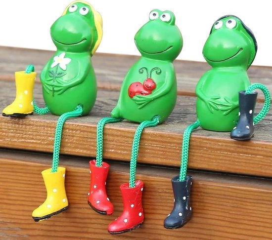 Decorazione per giardino a tre pezzi - Pesci da appendere per giardino - Decorazione per vasca da bagno mini - Statue di rana resistenti al tempo per giardino - Statue di animali per giardino