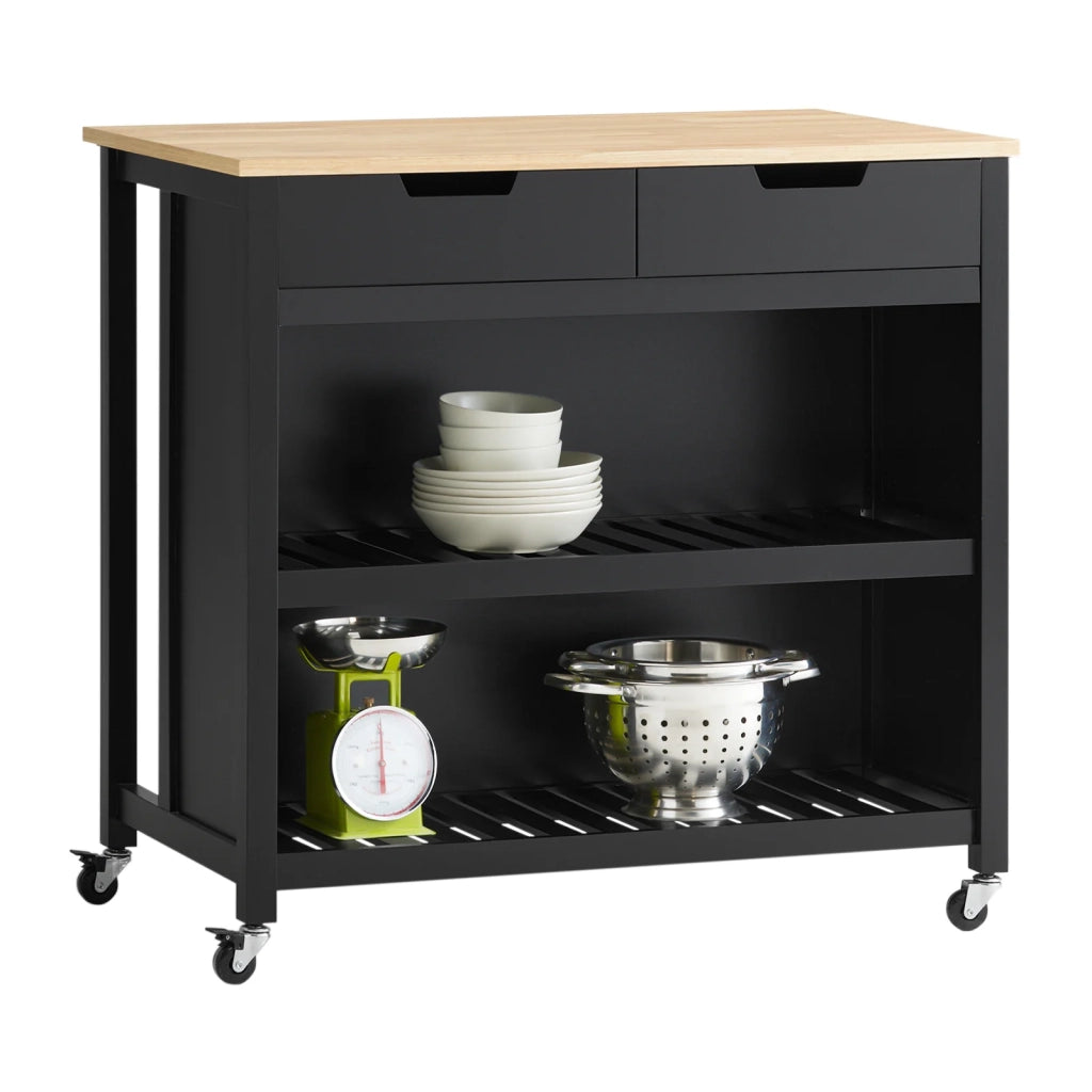 Penisola Cucina Piano di Lavoro per Cucina con 2 cassetti a 2 Ripiani L100*P60*A94CM Nero FKW74-SCH