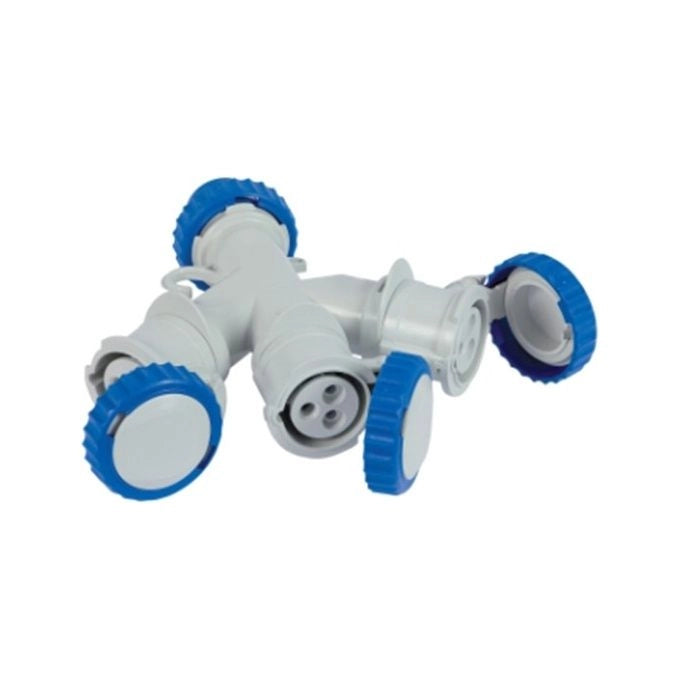 Fanton 73120 Adattatore Multiplo Industriale da Spina CEE 2P+T 16A 230V 6h IP67 con 3 Prese Cavo 3G2,5 mm² 3 m colore Blu