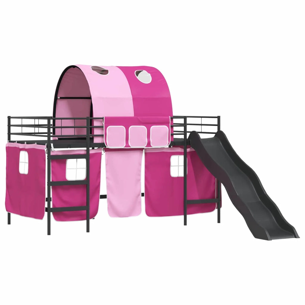 Struttura del letto loft per bambini Nero e rosa 107 x 200 cm 42020849