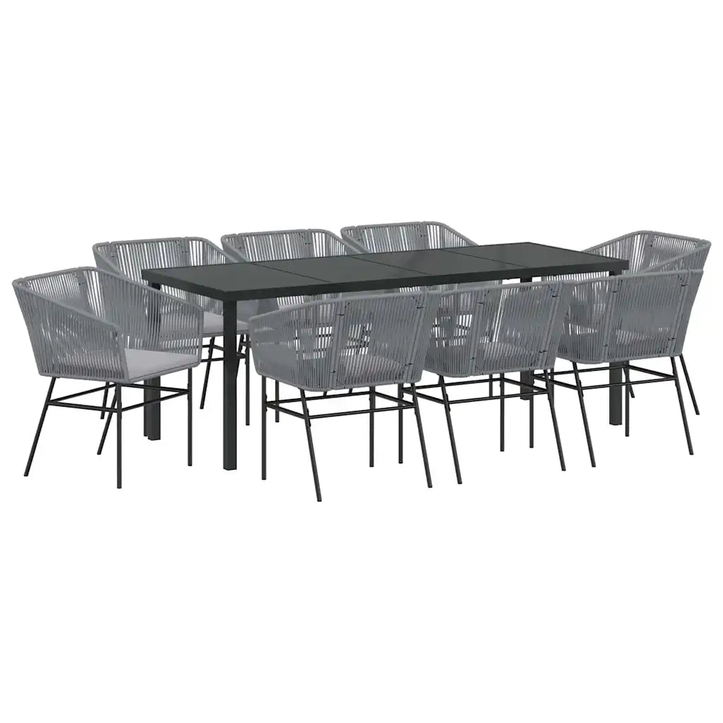 Set da Pranzo per Giardino con cuscino 9 pcs Grigio 3380938