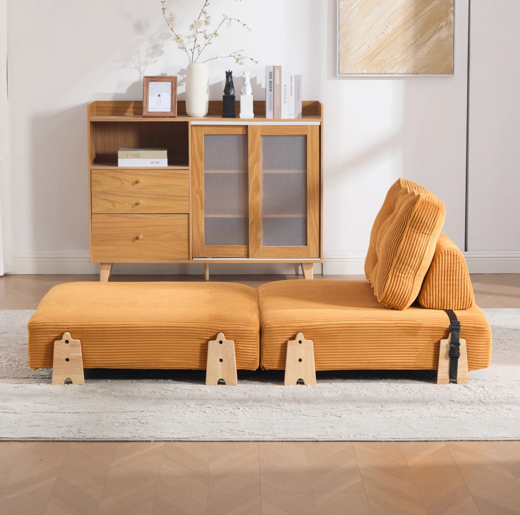 POLTRONA Letto Pieghevole 90x86x84 cm in Velluto a Coste Arancione