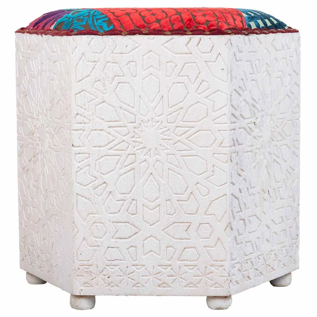 Sgabello in legno bianco 46x46x41h