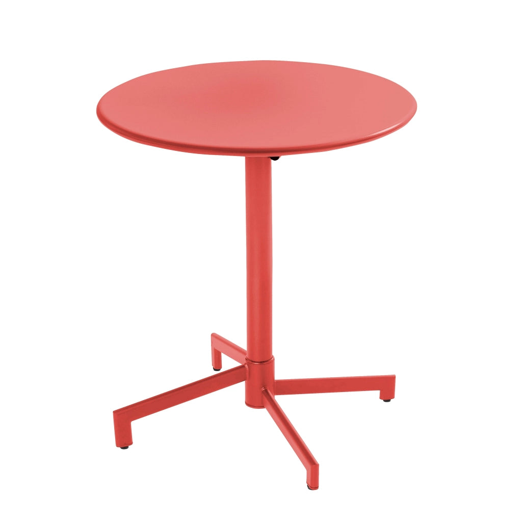 Oviala - Set tavolo da giardino e 2 poltrone in metallo rosso