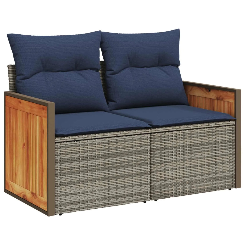 Set di divani 7 pz Grigio e Blu Navy Rattan sintetico e Acciaio 3448889
