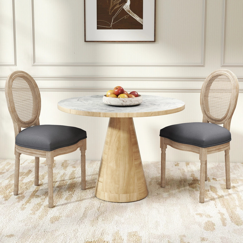 Sedia da pranzo ¨C Minimal ¨C 2 pezzi, imbottita, design retr¨°, effetto rattan, grigio
