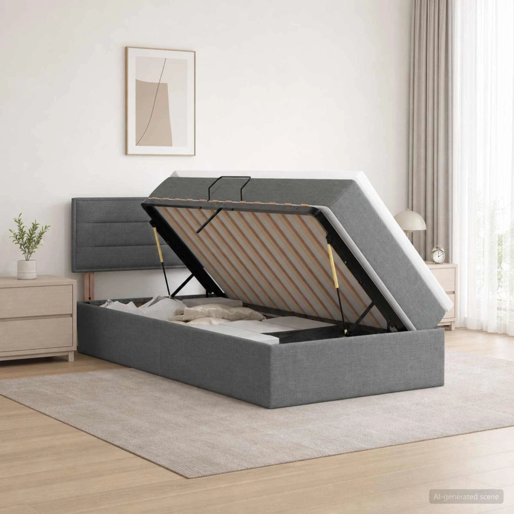 Letto con contenitore LED e materasso Grigio Scuro 90 x 190 cm 3458968