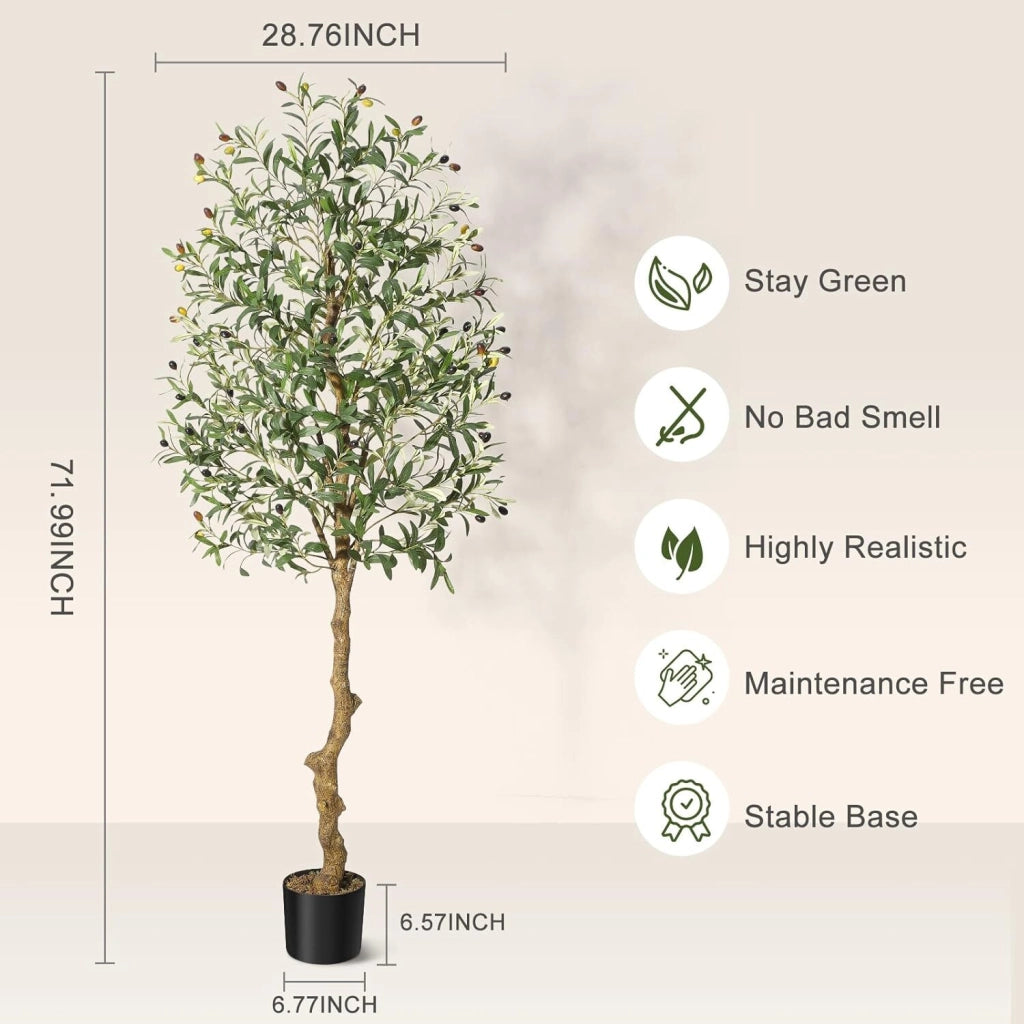 Pianta di Olivo Artificiale 180 cm Albero Mediterraneo da Interno con Vaso