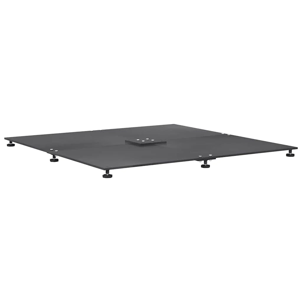 Base moderna per ombrellone quadrato da giardino esterno 100 x 100 x 4 cm con piedini regolabili in acciaio grigio scuro 02_0056198