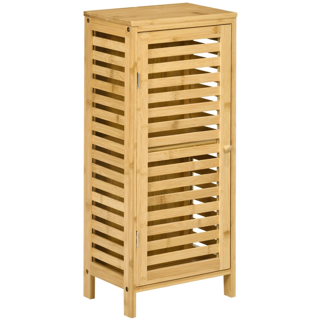 Mobiletto da bagno/mobiletto laterale con anta a persiana, 2 scomparti, contenitore, naturale, 30x19,9x70 cm