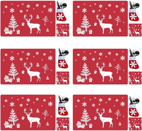 Tavoli di servizio per tavola placemats borden sotto piatti Natale