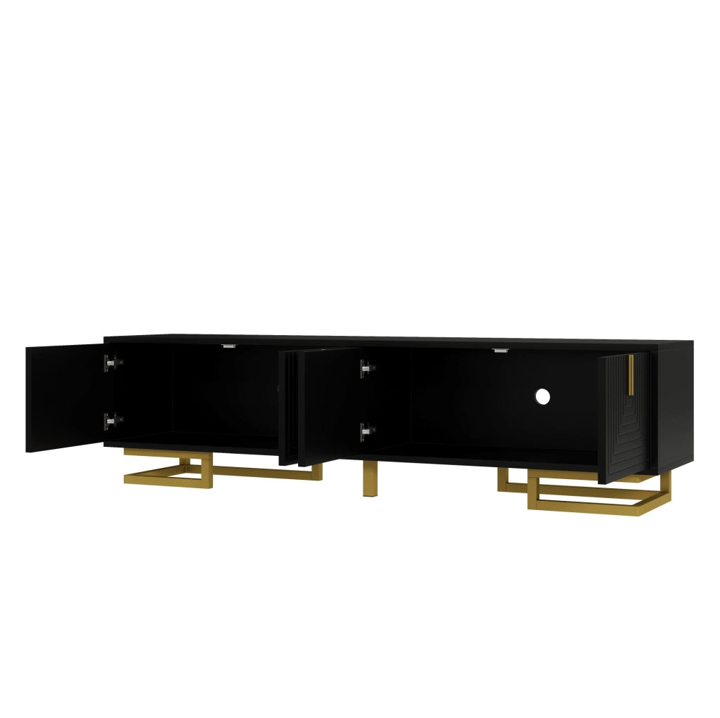 Mobile TV 160x38x44.5 cm; 4 porte con ripiani e cerniere ammortizzate; truciolare; nero