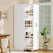 Libreria stretta su ruote 40x30x160;5 cm in MDF bianco