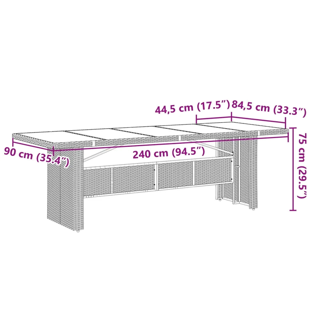 Set da Pranzo da Giardino 9 pz con Cuscini Nero in Polyrattan 3277638