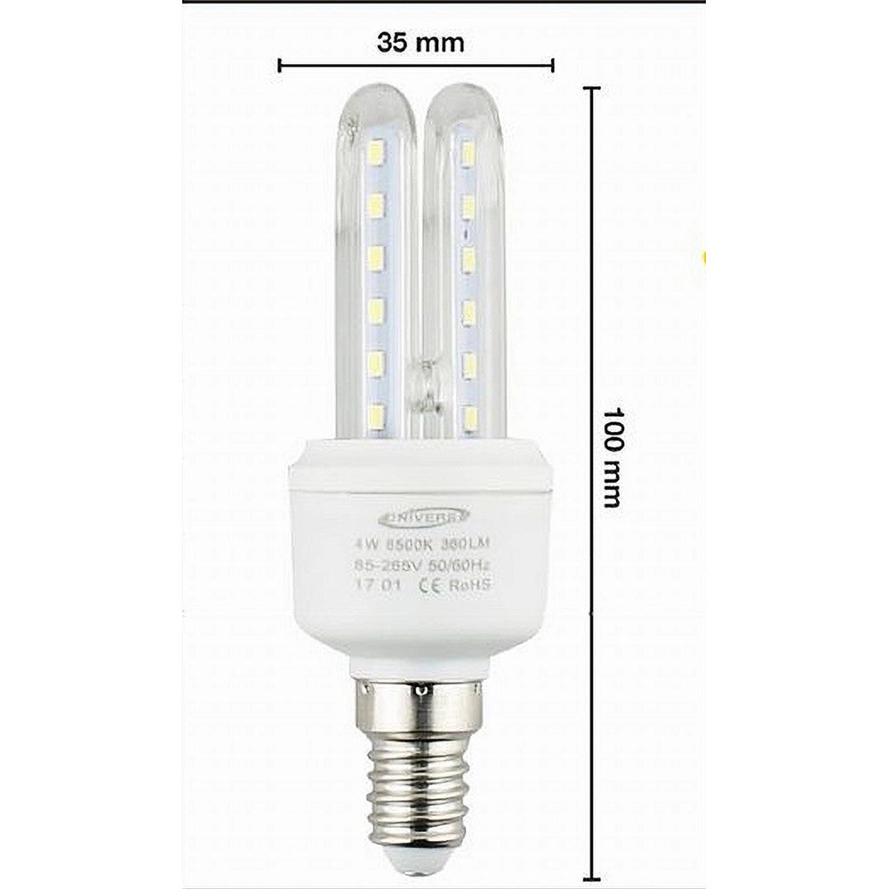 Trade Shop - Lampadina Led Attacco E14 2u 4 W Luce Fredda Calda Naturale Illuminazione 2u-01 - -bianco Freddo      -