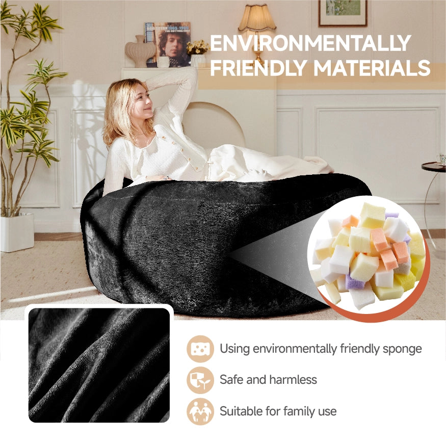 Poltrona pouf con supporto allevia pressione e forma personalizzabile; copertura lavabile in spugna nero